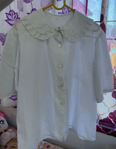 Cute White Half Sleeve Shirt