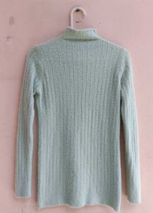 Mint Fuzzy Stretch Turtleneck