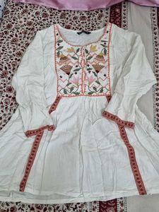 Embroidered White Tunic Top