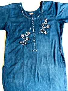 Straight Kurti With Hand Work Design .