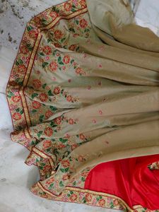 Double Colour Embroidery Work Saree With Blouse