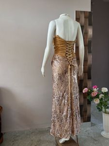 SATIN GOLD SEQUINED GOWN