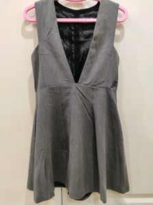 Grey fit &amp; flared Korean Dress