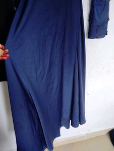 Navy Blue Abaya with Scarf And Nose Piece Combo Se