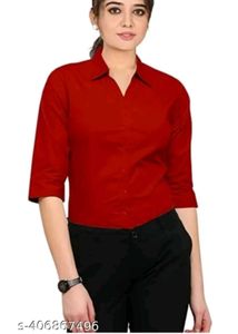 Red 3/4 Sleeve Blouse