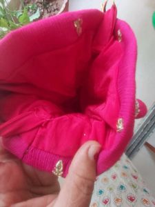 Pink &amp; Gold potli bag