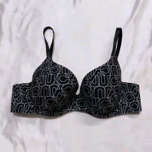 Patterned Black Bra