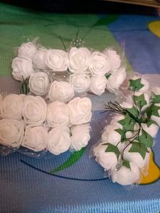 White Rosebud Hair Pins