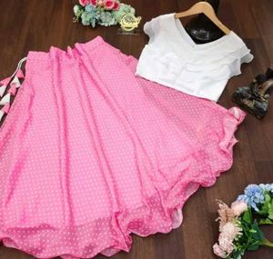 Top Is Crop Type And Bottom Skirt Set