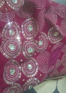 Maroon Embellished Saree