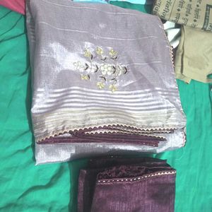 New hand work saree with blouse piece