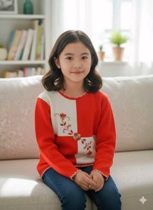 Cute Embroidered Girl's Sweater