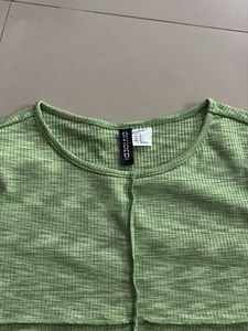 Divided Green Crop Top
