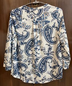 Blue White Printed Top