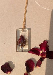 Resin Rosebud Pendant Necklace