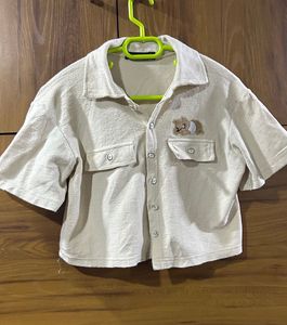 Cute Bear Applique crop shirt
