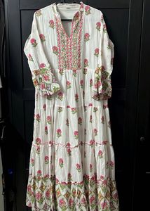 Floral Print Tiered Anarkali Dress