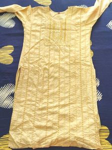 Yellow Embroidered Kurta With Trousers