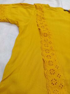Yellow Lace Trim Top