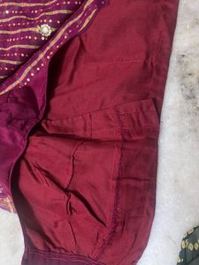 Designer Maroon Sequins Work Saree with Matching R