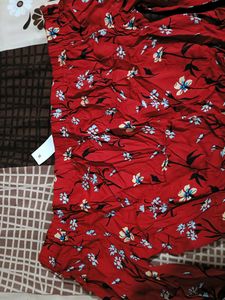 Red Printed Off Shoulder Top For Women