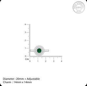 GIVA Silver Zircon Emerald Ring