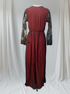 Elegant Burgundy Lace Sleeve Maxi Dress