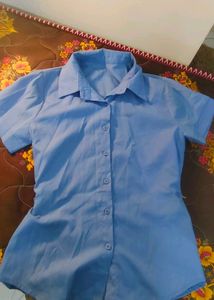 Blue waist snatched shirt
