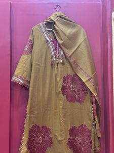 Floral Print Mustard Salwar Suit