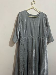 Elegant Silver Velvet Gown