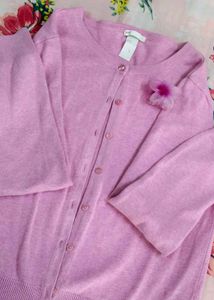 Pink Knit Cardigan with free hair clip 🌛