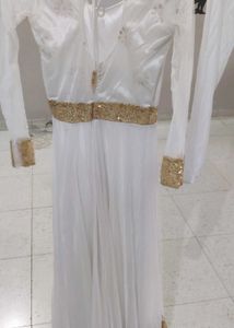 White and Golden sequince anarkali