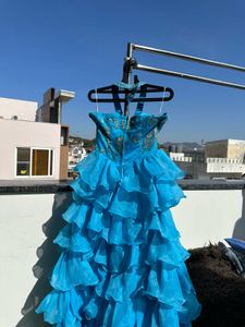 Turquoise Ruffle Gown