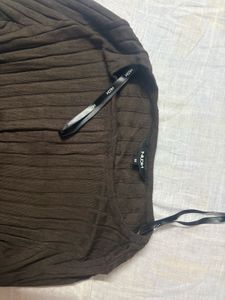 Brown Ribbed Tie Top