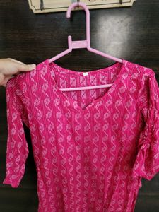 Pink Printed Kurta with trendy sleeves