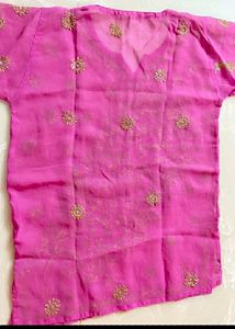 Chikankari Pink Tunic Top