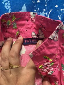 Pink Butterfly Print Dress
