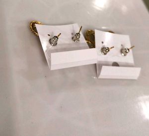 New Fashion Gold Toned Drop Earrings Set Of 2