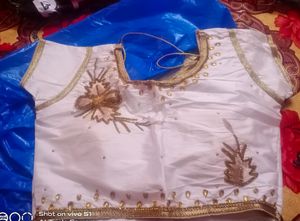 White Silk blause With Golden Work