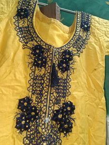 Yellow Embroidered Kurta