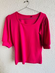 Stylish Pink Top with Puff Sleeves