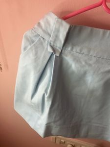 Powder Baby Blue Color Skirt With Shorts Inside