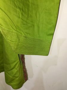 Green Suit , Sleeves 1/3,  With Salwar Length 35, A Beautiful Dupata, 2&#34; Margen
