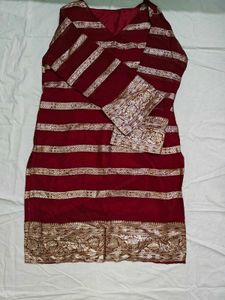 Maroon And Cream Pakistani Suit