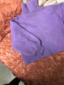 Lavender Sweater Puff Sleeves
