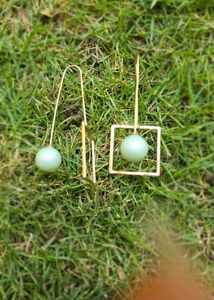 Contemporary Geometric Ball Drop Earrings