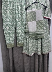 Green Floral Kurta Set