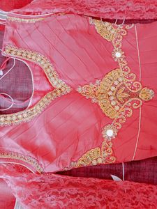 Long Ethnic Gown With Full Sleeves Net