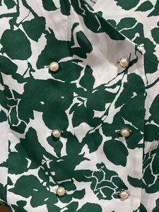 Floral Green &amp; White Top