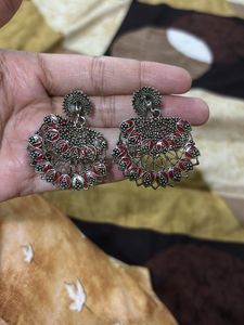 Red & Silver Ethnic Earrings